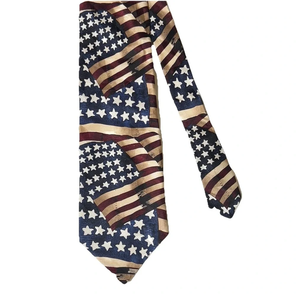 Tango by Max Raab Necktie Men One Size Blue Red Americana Flag 1861 Silk